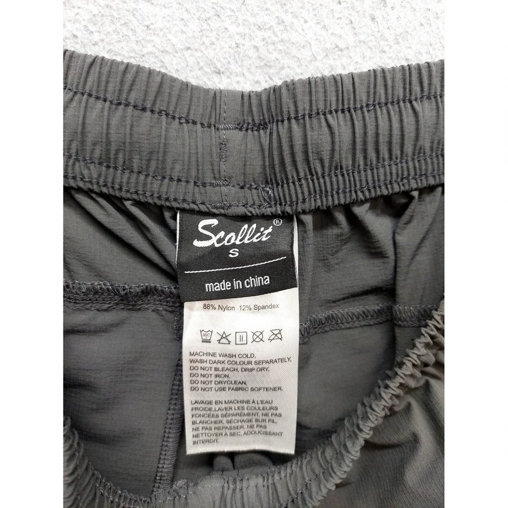 Scollit Men  Shorts S Gray Drawstring Elastic Waist Zipper Pockets Performance